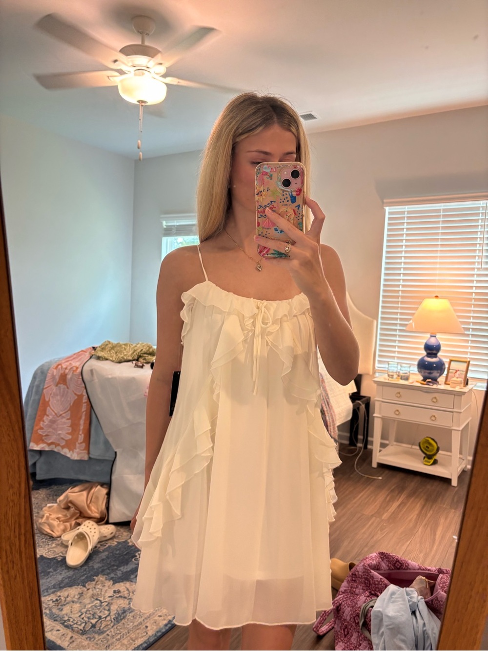 Target Cream Ruffle Mini Slip Dress - Picture 2 of 2